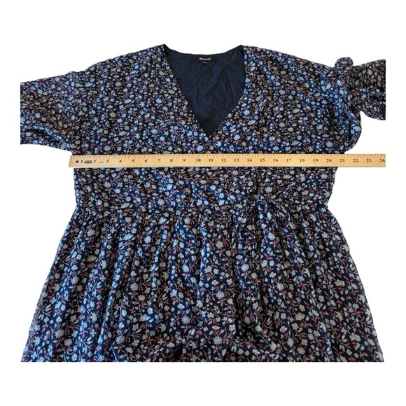 Madewell Navy Tie-Waist Midi Dress in Harvest Vine Floral Size Large MB212 - Picture 11 of 16